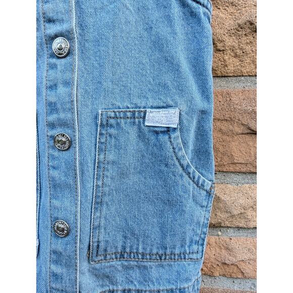 7 For All Mankind Baby Girls Denim Jean Overall Dress Size 24m Ruffles Dungarees - Picture 4 of 9